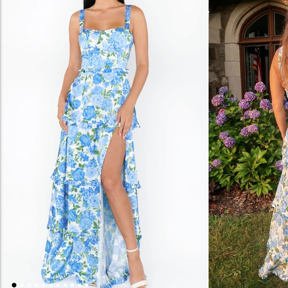 Show Me Your MuMu Blue Floral Maxi Dress - Picture 1 of 2